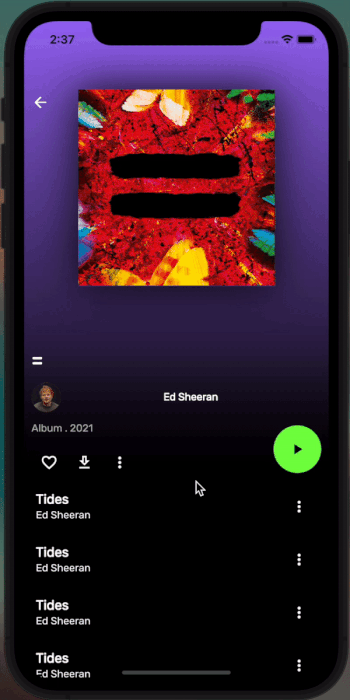 flutter animation spotiify like