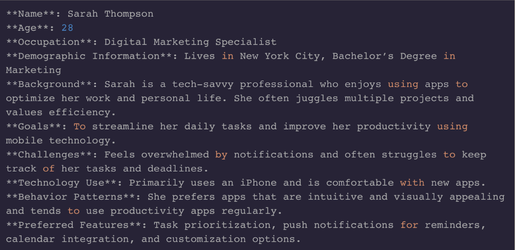 user persona template